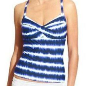 NWT Athleta Del Mar Twister Tankini, Dress Blue, Size 34 D/DD